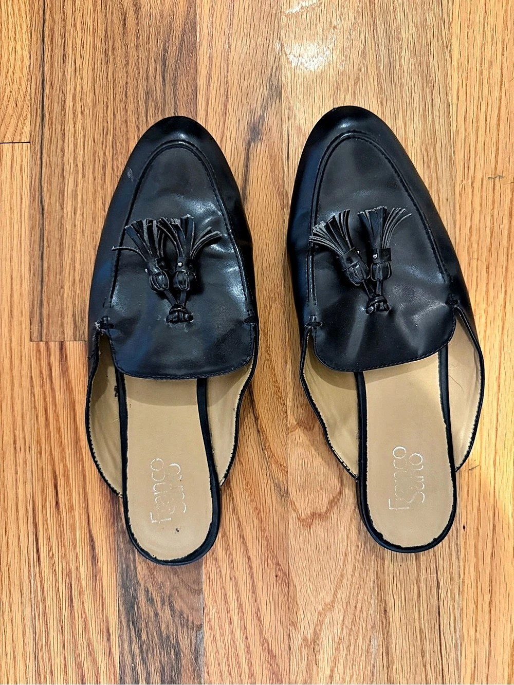 Franco Sarto Prentice Black Tassel Mules US 10M